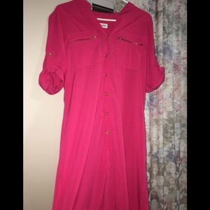 Pink long bitten down. Shirt